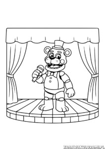 FNAF - kolorowanka z niedźwiedziem na scenie