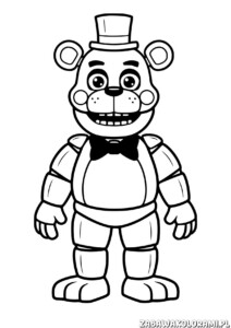 FNAF Kolorowanka: Niedźwiedź w Cylindrze - kolorowanka z uśmiechniętym niedźwiedziem w cylindrze