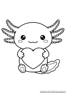 Ambystoma meksykańska kolorowanka - uśmiechnięta ambystoma z serduszkiem