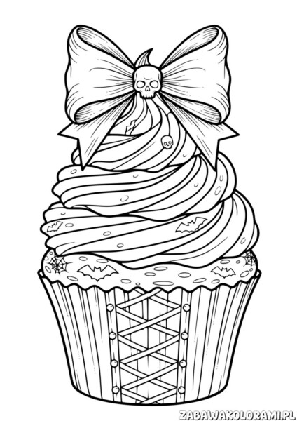 Babeczka Kolorowanka Wednesday - Kolorowanka z babeczką w stylu Wednesday Addams