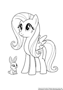 Darmowa Kolorowanka My Little Pony z króliczkiem. Kolorowanka z ulubioną postacią i miłym towarzyszem.
