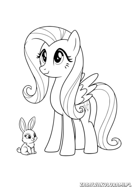 Darmowa Kolorowanka My Little Pony z króliczkiem. Kolorowanka z ulubioną postacią i miłym towarzyszem.