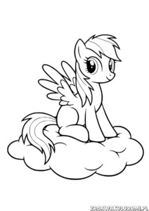 Kolorowanka Celestia kucyk z My Little Pony - skrzydlaty kucyk na chmurze