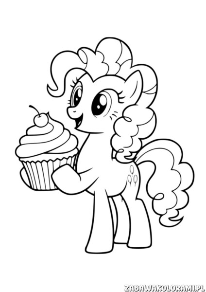 Luna My Little Pony kolorowanka z cupcake - pony z ciastkiem w ręku