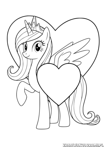 My Little Pony - kolorowanka z winged pony trzymającym serce