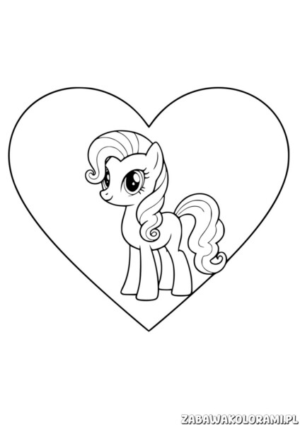 My Little Pony Malowanka do druku - kolorowanka z koniem w sercu