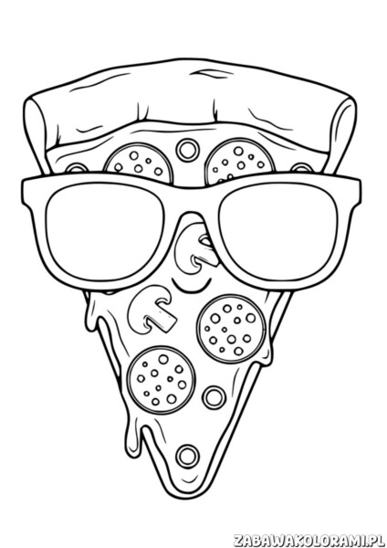 Pizza Kolorowanka do druku - pyszna pizza z grzybami i przyprawami
