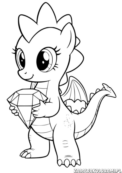 Spike my little pony kolorowanka - uroczy smok z gemem