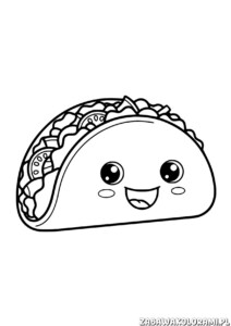 Taco kolorowanka - pomaluj uśmiechniętego tacosa z nadzieniem