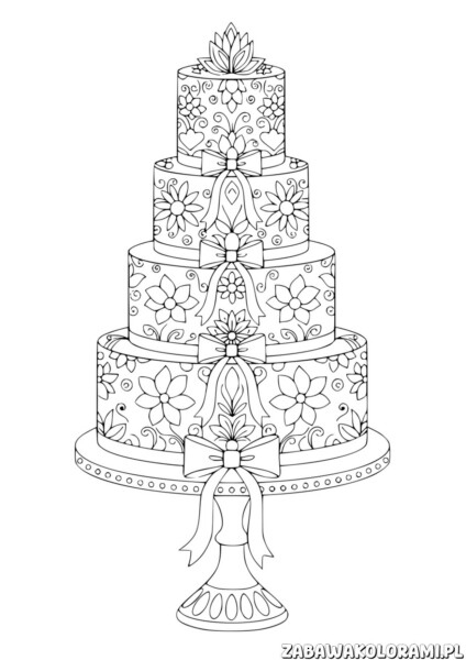 Tort Kolorowanka - kolorowanka z tortem wierszowym dla dzieci