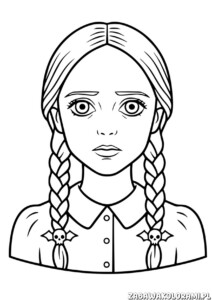 Wednesday Kolorowanka do druku - Kolorowanka z dziewczynką w batowym koszulku