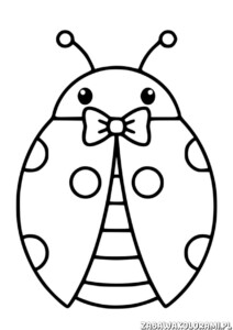Biedronka do kolorowania - kropkowana przyjaciółka z wstążką