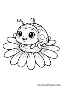 Biedronka kolorowanka - biedronka na kwiatku