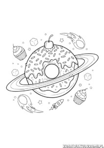 Donut Planeta Kosmos Koloswanka - donut w kosmosie z rakietą i pysznościami
