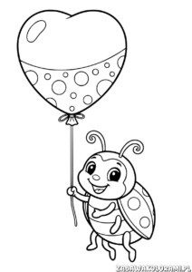 KOLOROWANKA BIEDRONKA z balonem - kolorowanka dla dzieci
