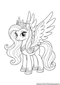 Kolorowanka Celestia My Little Pony - skrzydlaty koń z koroną i naszyjnikiem