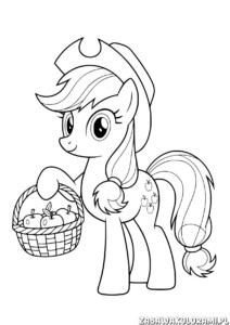 My Little Pony Applejack kolorowanka: Applejack z koszykiem jabłek