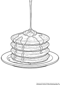 Pancakes nalesniki z masłem i syropem - kolorowanka śniadanie