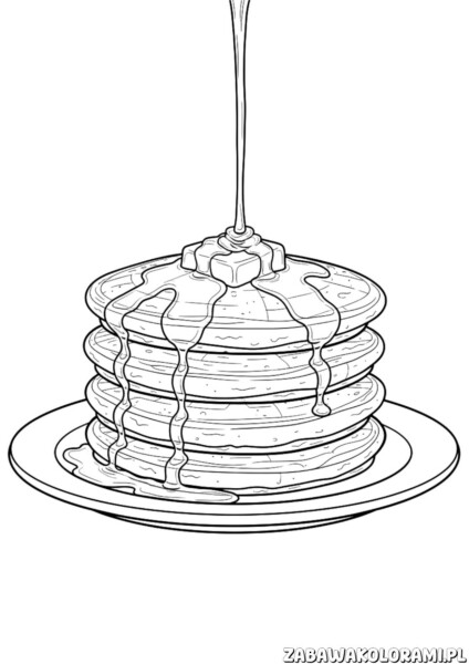 Pancakes nalesniki z masłem i syropem - kolorowanka śniadanie