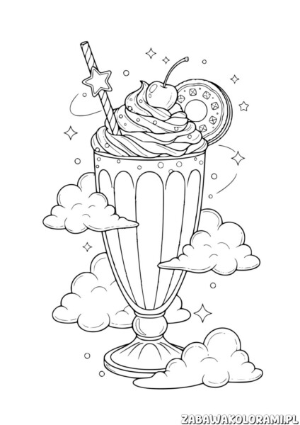 Shake mleczny deser - kolorowanka: magiczna kolorowanka z mlecznym deserem