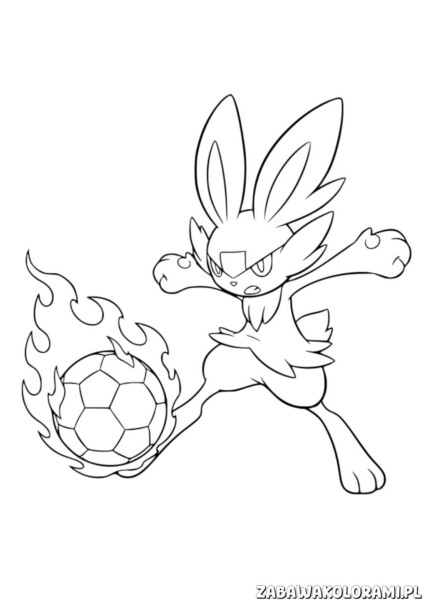 Cindarace kolorowanka pokemony Cindarace w ogniu kolorowanka