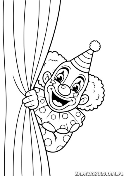 Klaun kolorowanka dla dzieci z bąblami i pomponem na głowie