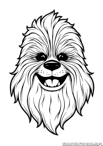 Chewbacca Kolorowanka do druku przedstawiająca postać Chewbacci z Gwiezdnych Wojen