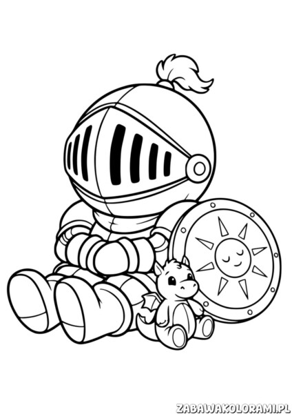 Kolorowanka Rycerz z małym smokiem