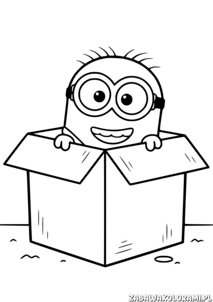 Minionek Malowanka z rysunkiem postaci w pudełku, idealna kolorowanka dla dzieci