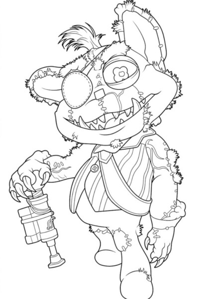 Poppy Playtime do druku. Kolorowanka z postacią z gier komputerowych z charakterystycznym uśmiechem i piórem.