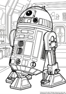 R2-D2 Kolorowanka Gwiezdne wojny z warsztatem droidów i narzędziami mechanicznymi