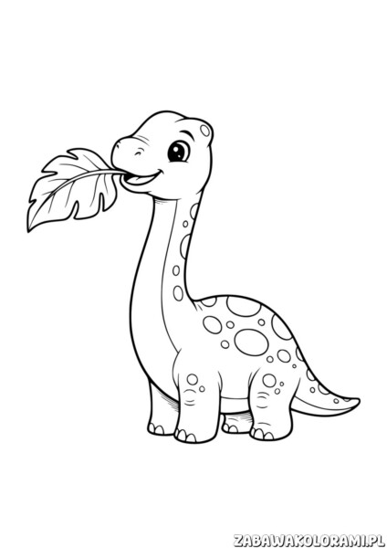 dinozaur Kolorowanka dla dzieci z brachiozaurem o długiej szyi i przyjaznej twarzy