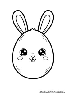Kolorowanki pisanki z królikiem o dużych uszach i sympatycznej twarzy, gotowe do kolorowania.