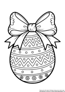 Kolorowanki pisanki do druku z wzorami i kokardą