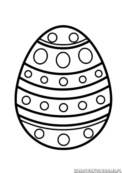 Łatwa pisanka kolorowanka z prostopadłymi paskami i rozrzuconymi kropkami