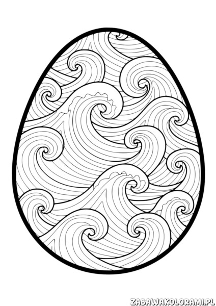 Pisanka kolorowanka dla dzieci – kolorowanka z falistym, symetrycznym motywem