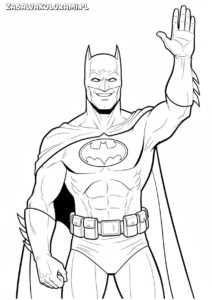 Batman Kolorowanka z klasycznym strojem i przyjaznym gestem ręki