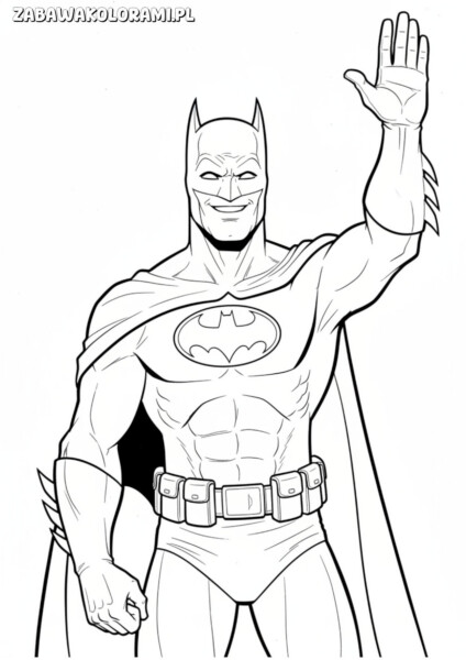 Batman Kolorowanka z klasycznym strojem i przyjaznym gestem ręki