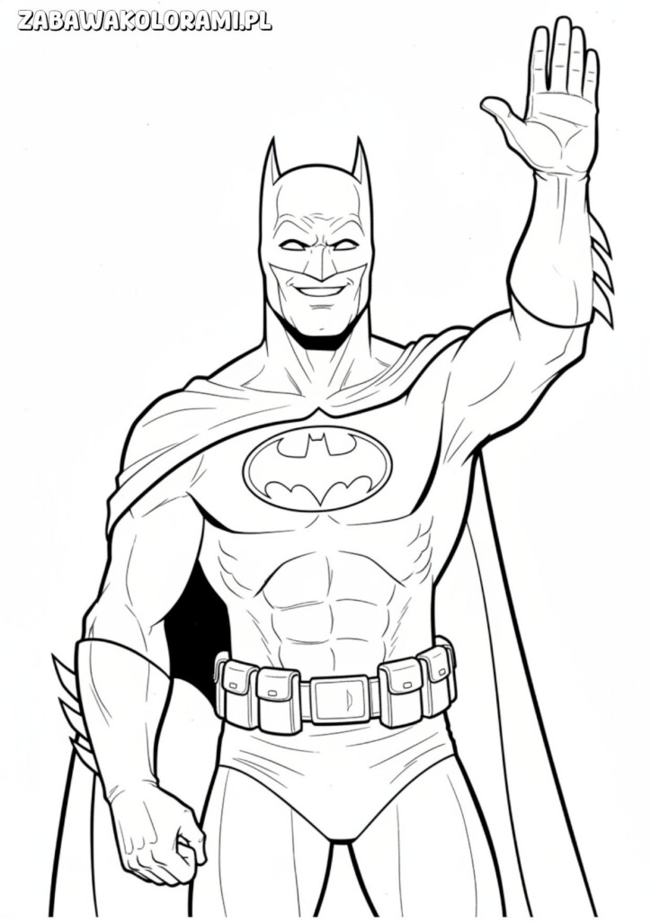 Batman Kolorowanka z klasycznym strojem i przyjaznym gestem ręki