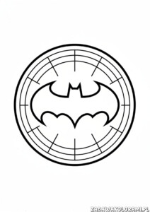 Kolorowanka Logo Batman dla dzieci – bat w okręgu z sercami do kolorowania
