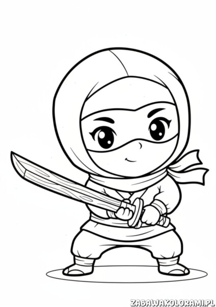 Ninjago Kolorowanki do druku z ninja w klasycznym stroju i kataną w dłoniach