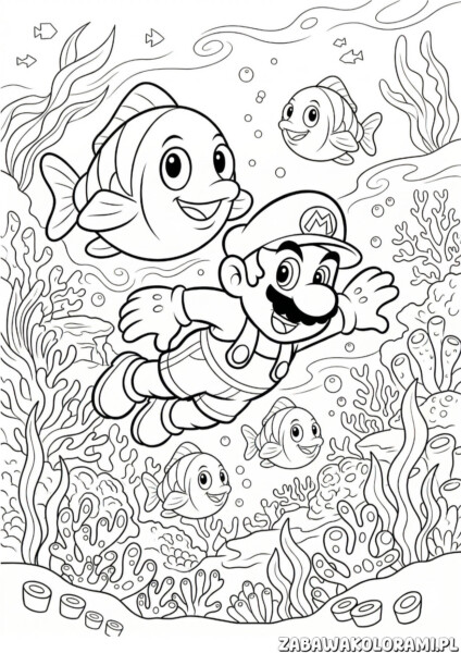 Nemo i Marlin kolorowanka z Gdzie jest Nemo. Rybki i podwodne dekoracje.