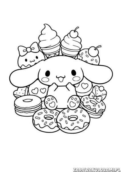 Cinnamoroll Kolorowanka z uroczym pieskiem i bajkowymi elementami