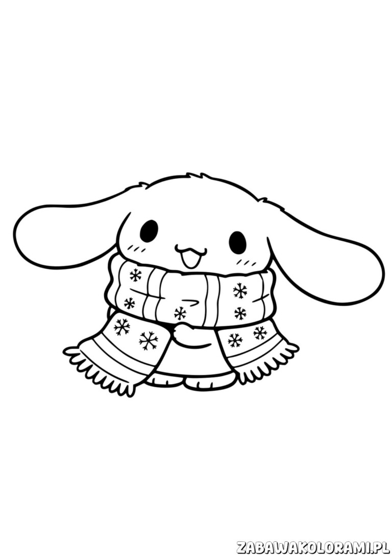 Cinnamoroll Kolorowanka dla dzieci przedstawia Cinnamoroll w uroczym świecie pełnym fantazji.