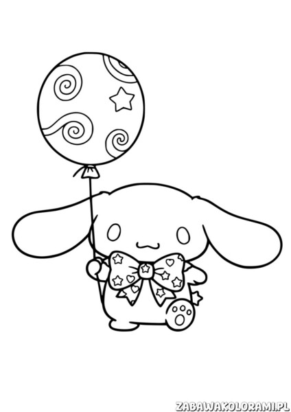 Cinnamoroll Kolorowanka do druku – uroczy piesek Cinnamoroll z kokardą na uchu