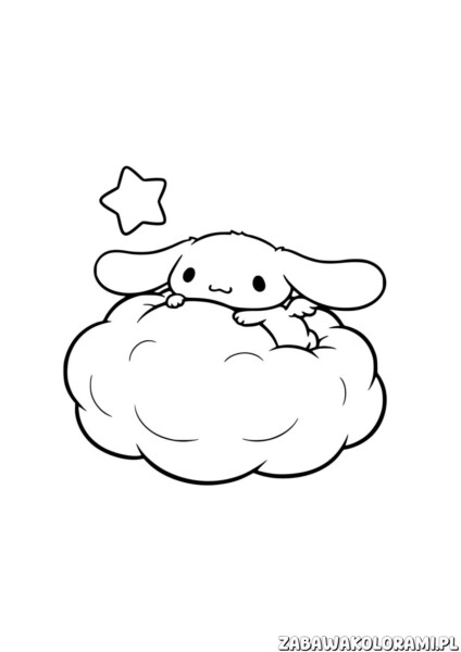 Cinnamoroll Malowanka do druku z uroczą białą szczeniaczki w różowych akcentach