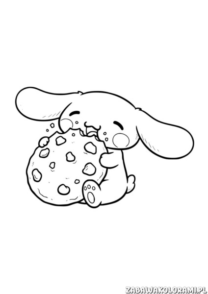 Cinnamoroll darmowa kolorowanka przedstawia uśmiechniętego Cinnamorolla w klockowym mieście