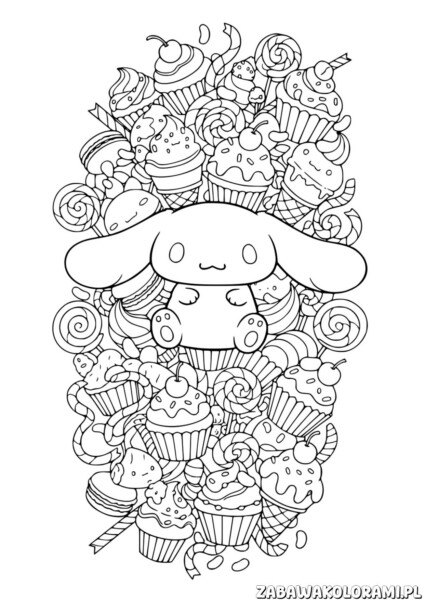 Cinnamoroll do druku Kolorowanka z uśmiechniętą postacią z serialu