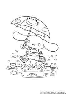 Kolorowanka Cinnamororoll z uroczą postacią z Sanrio, gotowa do kolorowania