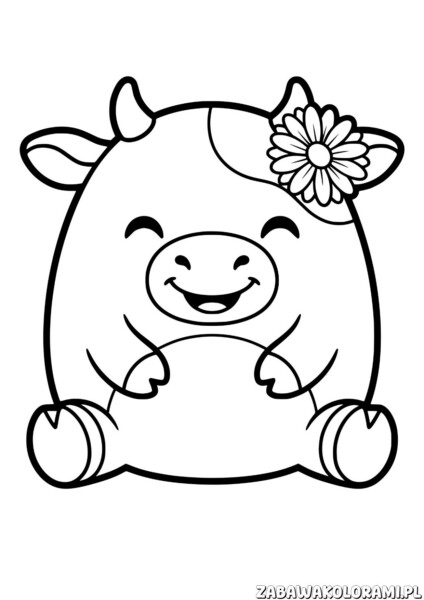 Krowa Kolorowanki Squishmallows do druku – urocza postać Squishmallows krowy do kolorowania